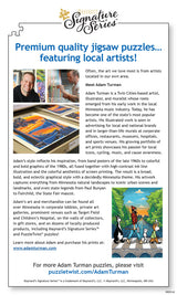 Check out the PuzzleTwist jigsaw puzzle featuring Adam Turmans Minnesota Abbey Road artwork! Discover his unique style, celebrating beloved landmarks and his commitment to art and community. (1,000 pieces).