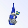 The Figurine: Swedish Boy with Flag, featuring a long blue hat and gray beard, proudly holds a small Swedish flag. Made in Sweden using authentic techniques, this handcrafted piece captures the charm of traditional craftsmanship.