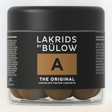 A clear jar labeled Lakrids by Bülow - #A The Original (125g) contains Danish chocolate-coated, gluten-free licorice.