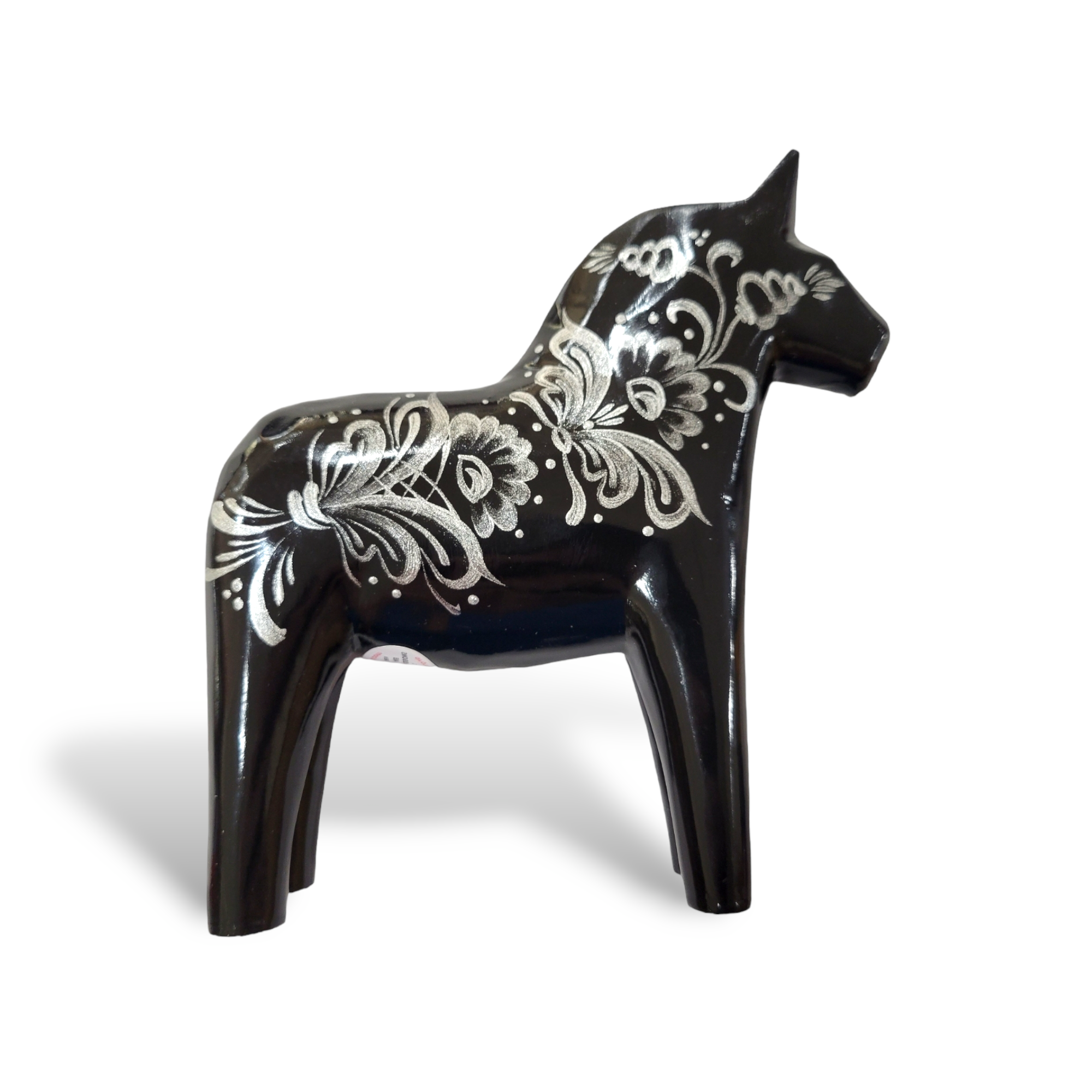 Dala Horse: Black w/ Silver Kurbits 13cm / 5in*