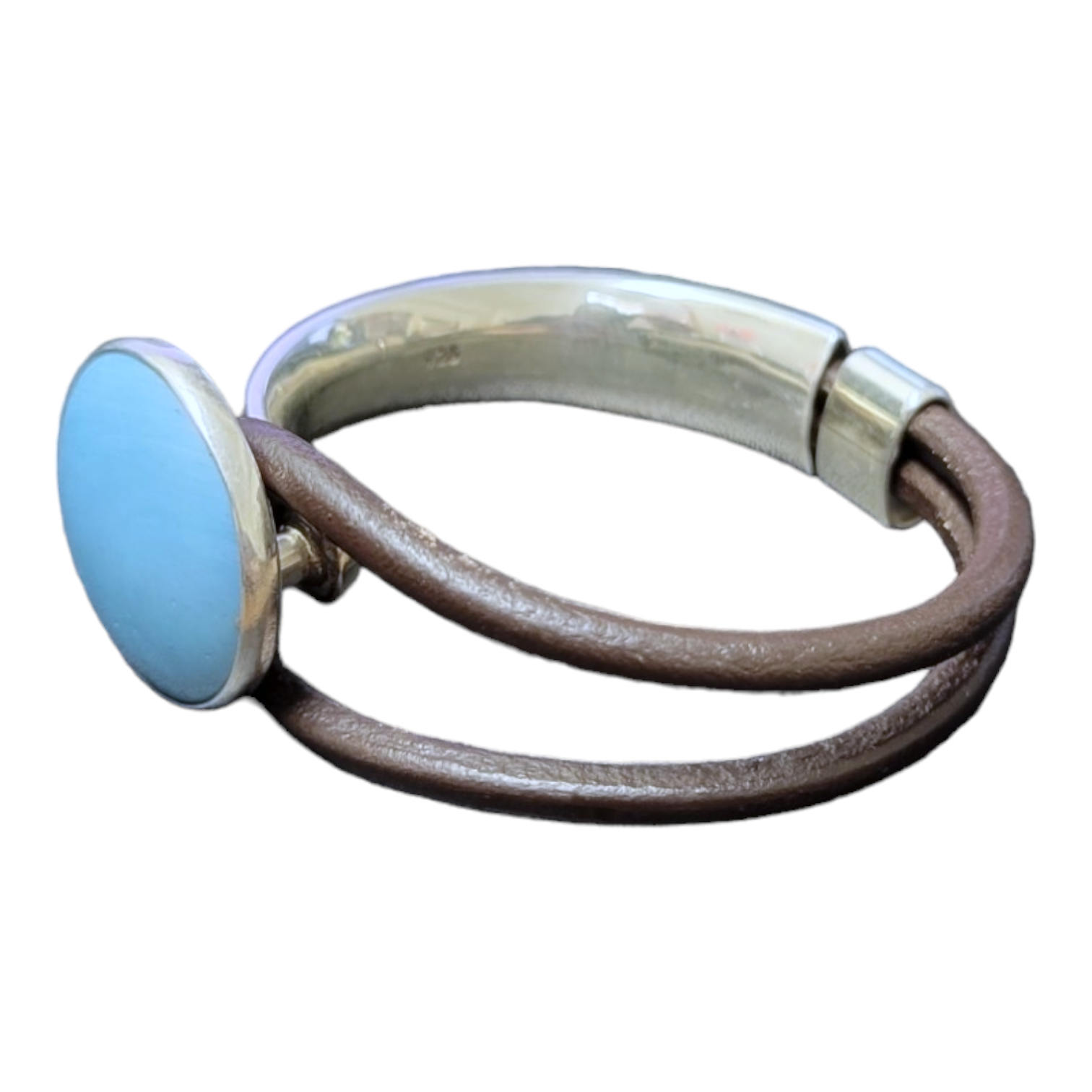 Bracelet: Plain Circle, Rawhide Clasp - Swedish Blue