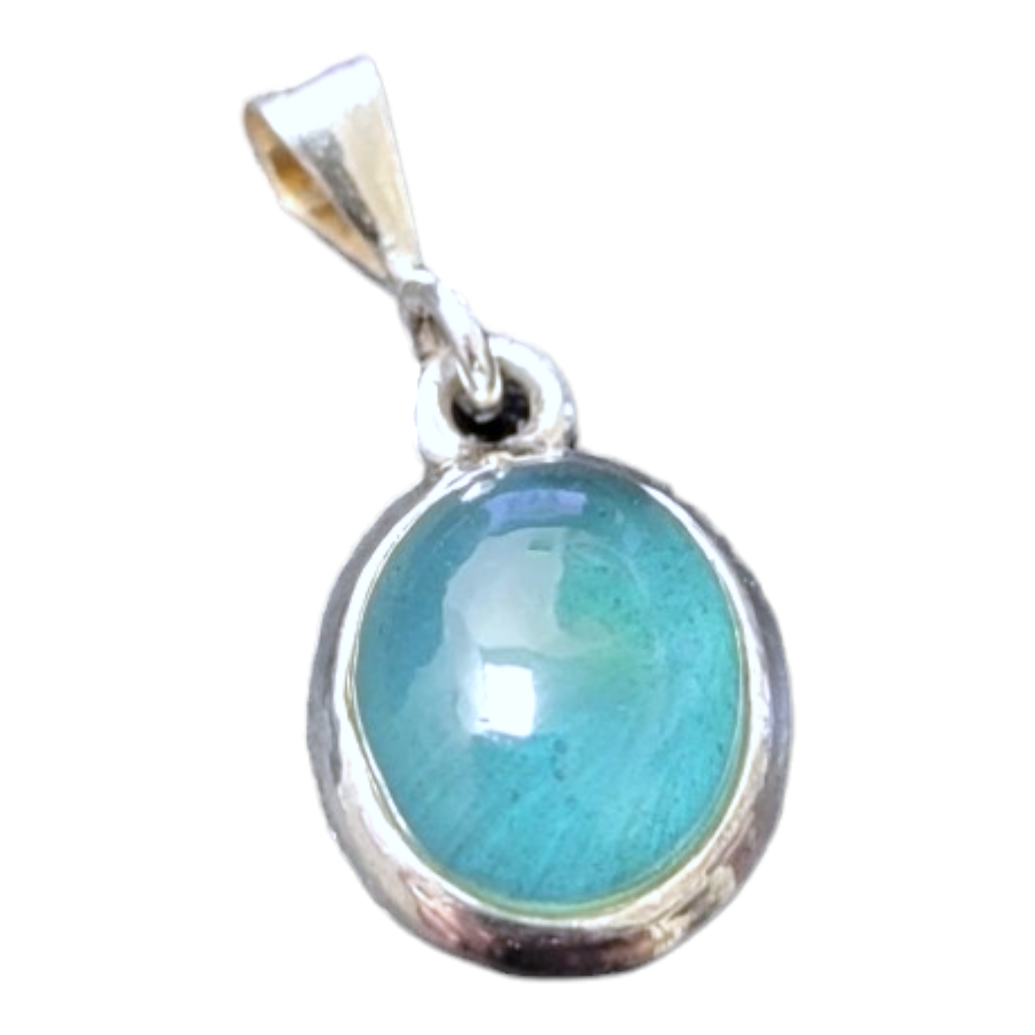 Necklace: Plain Oval Pendant, Small - Swedish Blue