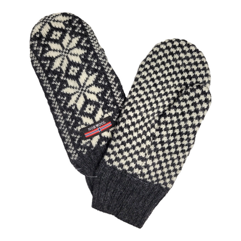 Mittens: Norwool - Charcoal Selbu Star Wool Gloves