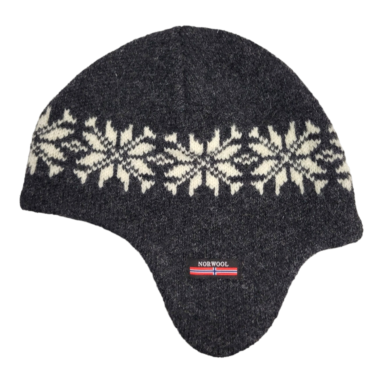 Hat: Norwool - Charcoal Selbu Star Hat w/ Ear Flaps
