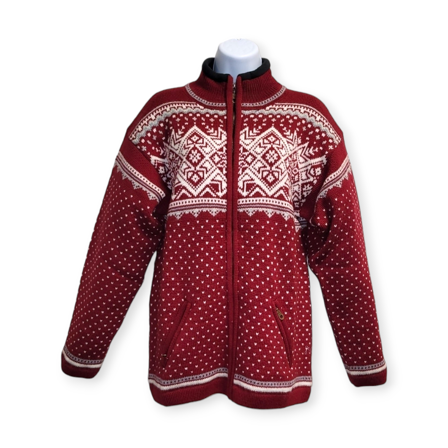 Sweater: Gjestal Windbreaker Classic Norwegian Sweater, Red