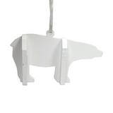 Figurine: Tiny the Polar Bear - from the Polar Bear Wish Book, a white painted wood ornament featuring a hanging ribbon, adds winter magic and evokes enchanted tales to your festivities.