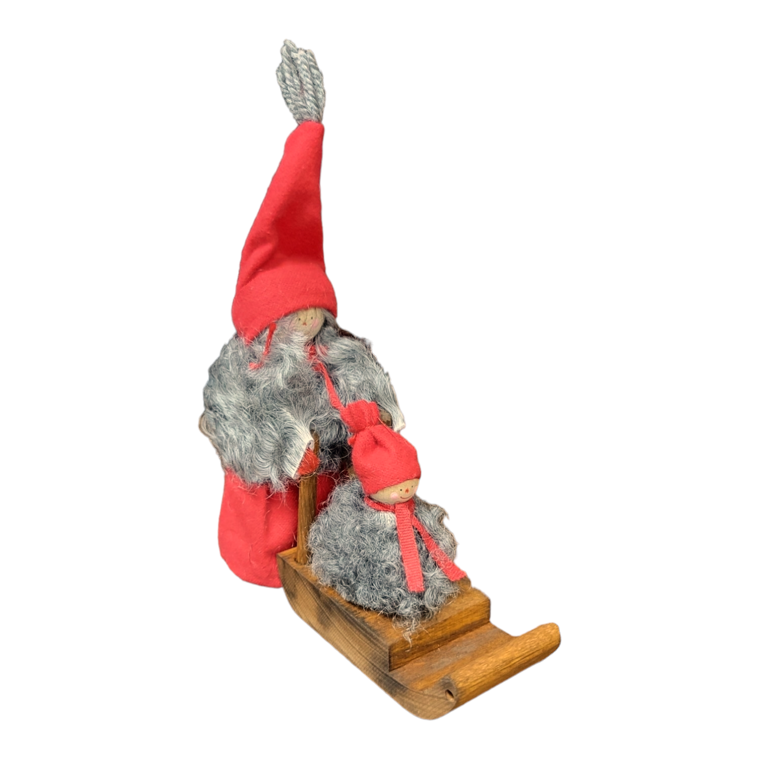 Figurine: Santa Girl with Sled & Baby