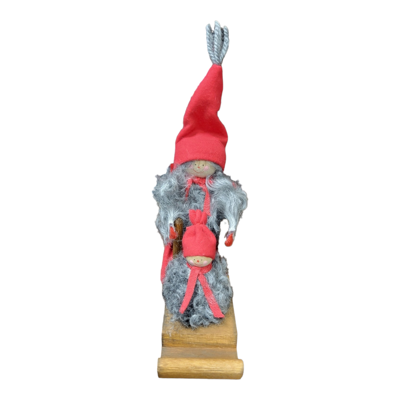 Figurine: Santa Girl with Sled & Baby