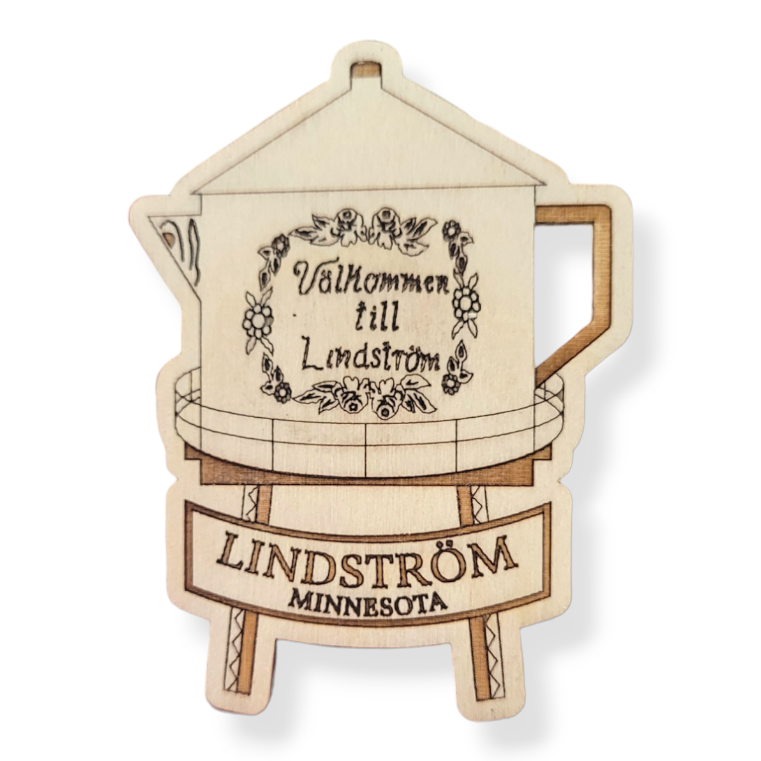 Magnet: Lindstrom Water Tower - Etched Wood
