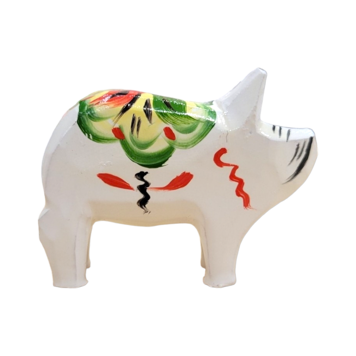 The Dala Pig: White, crafted from ceramic and adorned with vibrant floral patterns reminiscent of traditional Swedish handcraft, brings a touch of charm and authenticity to any space.