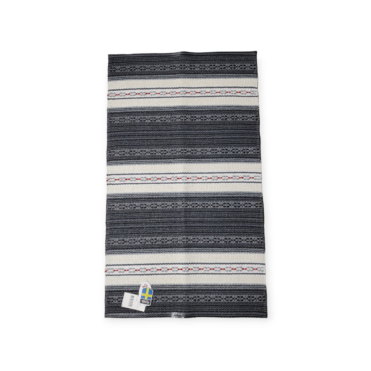Horredsmattan Swedish Woven Rug - Astor - Graphite, Black, White, Red ...
