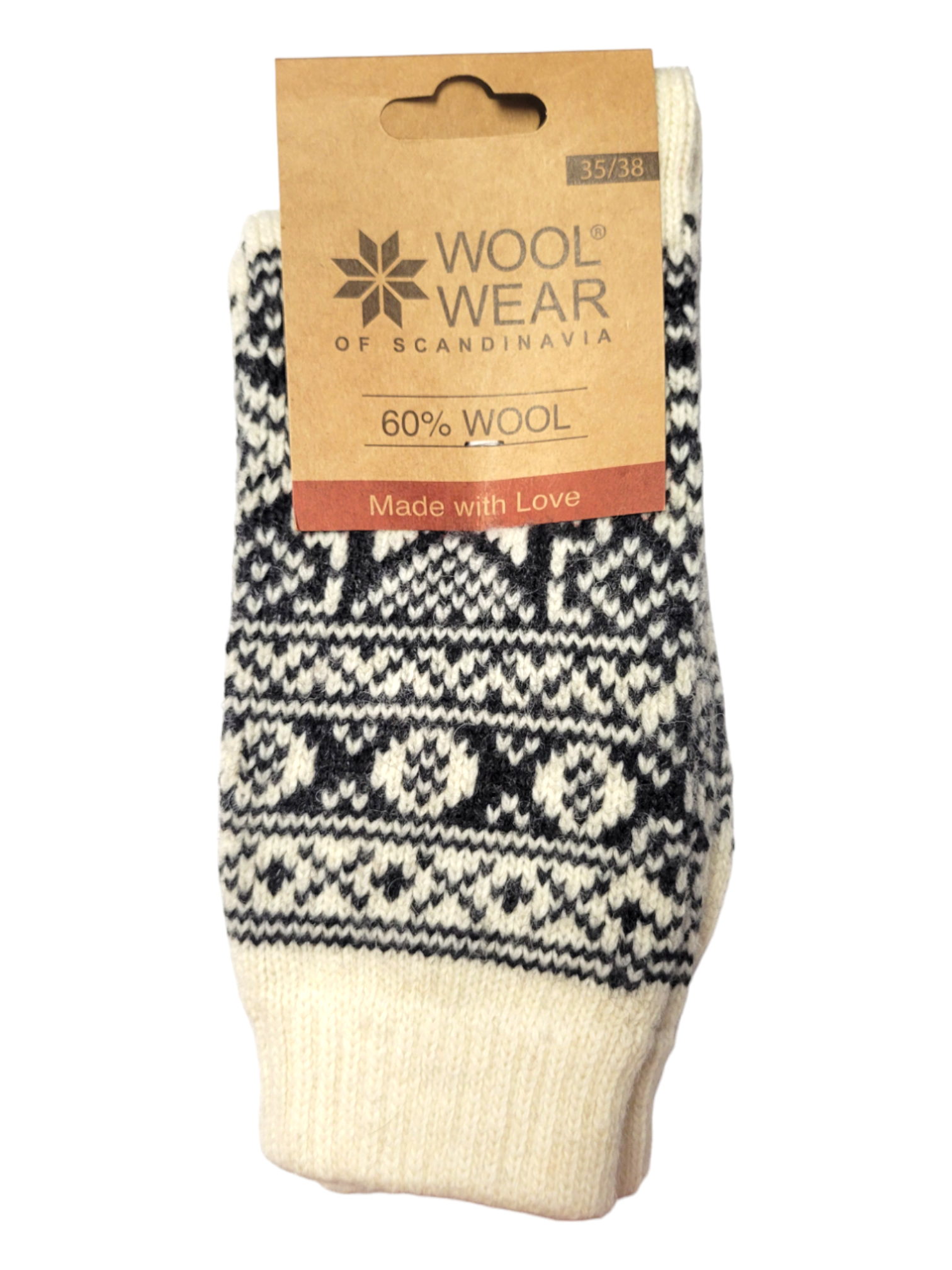 Socks: Wool Wear - White w/ White Pattern, Selbu Star, 60% Wool