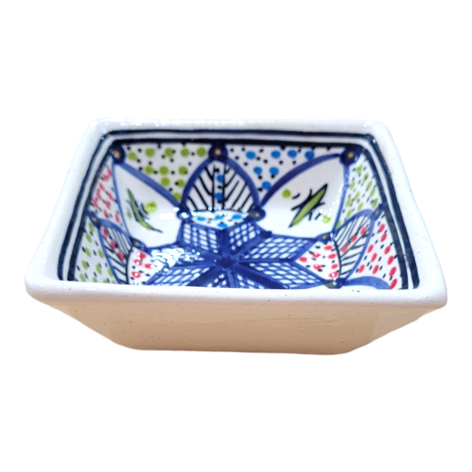 Bowl: Small Square Dipping Bowl Handmade & Hand Painted, Design 5