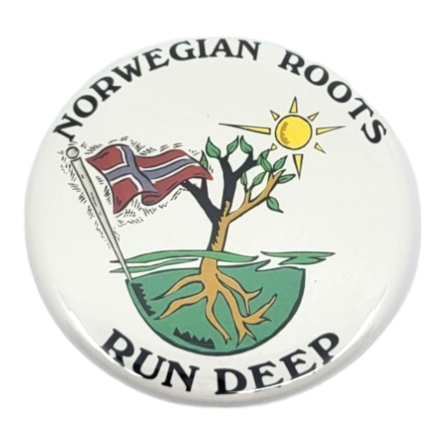 Magnet: "Norwegian Roots Run Deep", 2.25" Round Magnet