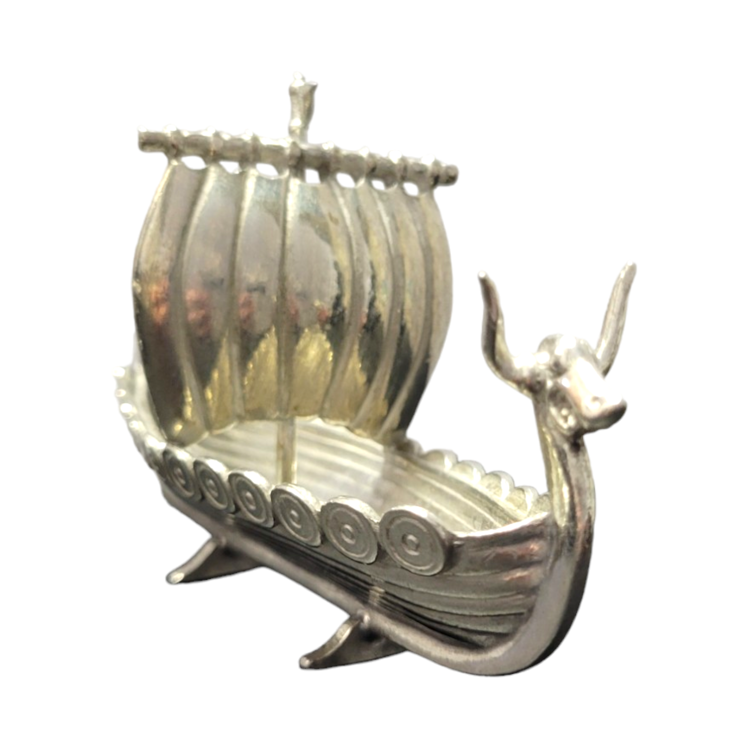 Figurine: Metal Viking Ship 4" x 2"