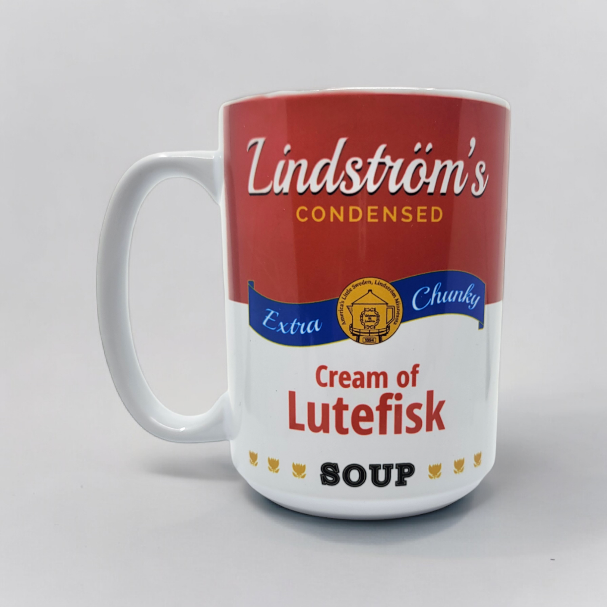 Mug: "Lindstrom's Cream of Lutefisk Soup" (15oz)