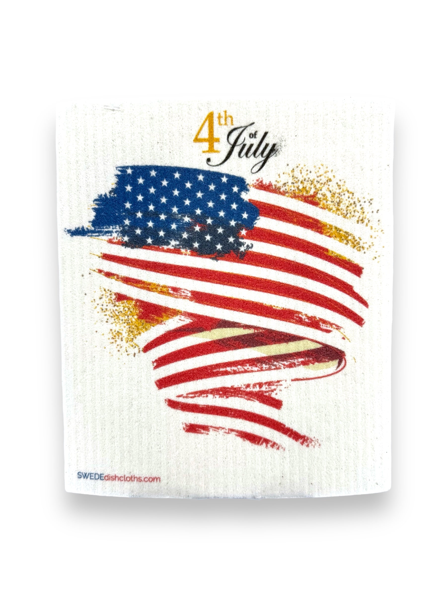 Celebrate with eco-friendly flair using our Dish Cloth: 4th of July. Part of our Swedish Dish Cloths collection, this super absorbent towel honors your kitchen and the planet with its American flag design and 4th of July text.