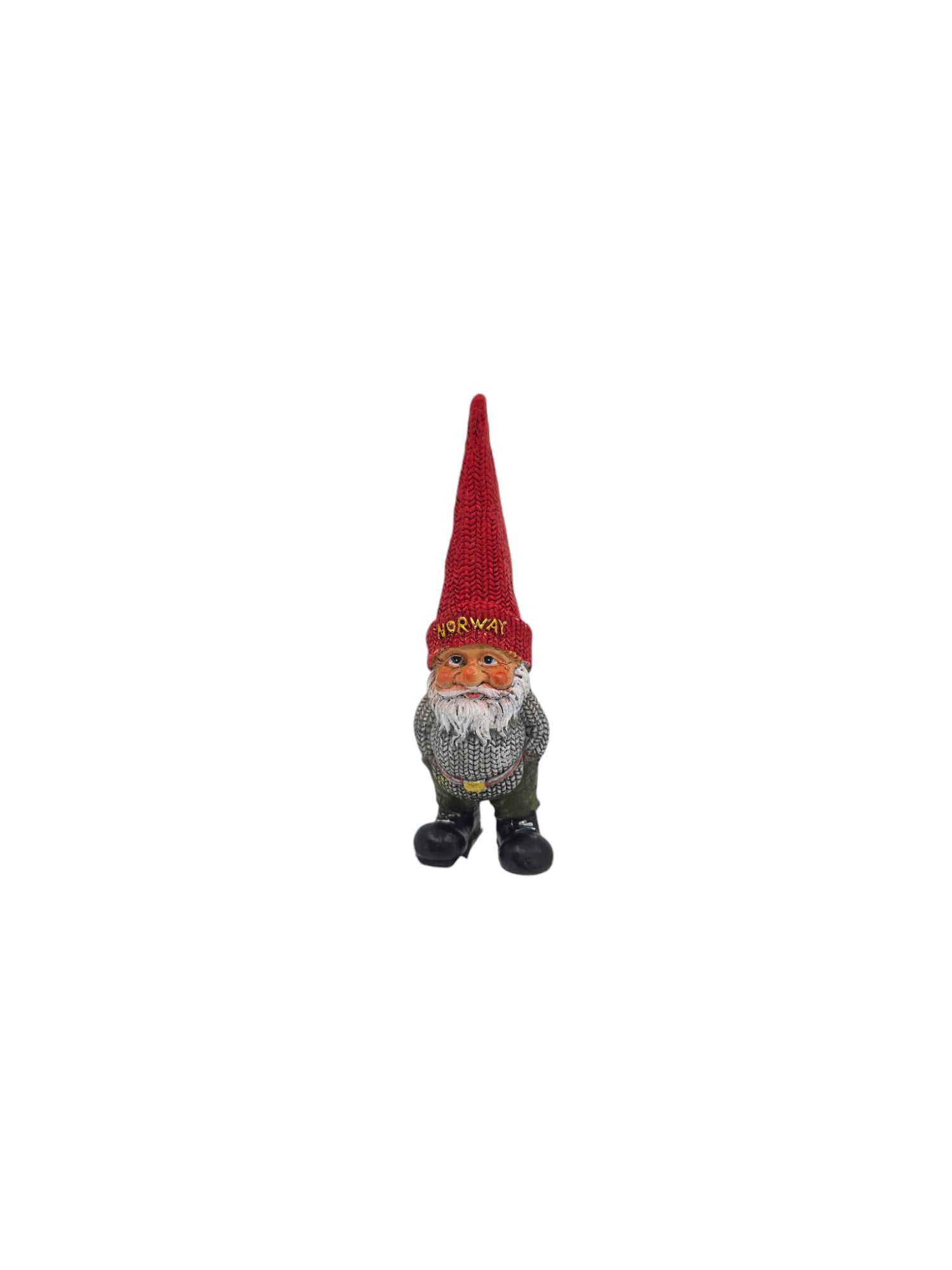 The "Nisse Man with Tall 5" figurine features a charming Norwegian gnome donning a bright red hat, complete with a white beard and black boots, displayed against a plain white background.