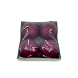 The Logum Kloster Lys 2.5 Ball Candles (4 Pack) features four round purple candles in a clear plastic container, ideal as Advent Candles to bring cozy HYGGE warmth to your home.