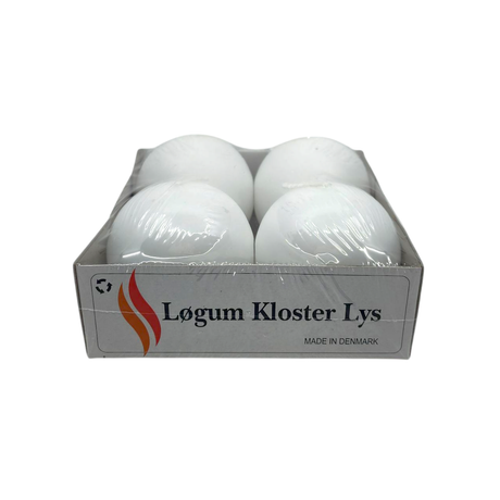 Candles: Logum Kloster Lys 2.5 Ball Candles (4 Pack)—white, made in Denmark, ideal for HYGGE or as Advent candles.