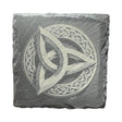 The Coaster: Triquetra - Celtic Viking Symbol Slate Coaster features a carved Celtic knot and central triquetra, blending classic Celtic motifs with Nordic style for a timeless accent.