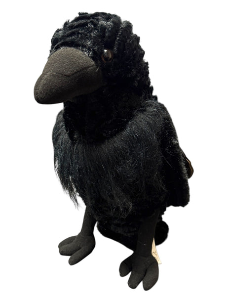 The Plush: Raven Wild Onez Raven Stuffed Stands Animal 12 Tall features a textured body, black beak, and button eyes. This upright black plush makes a perfect Viking companion or collectors piece, inspired by Norse lore.