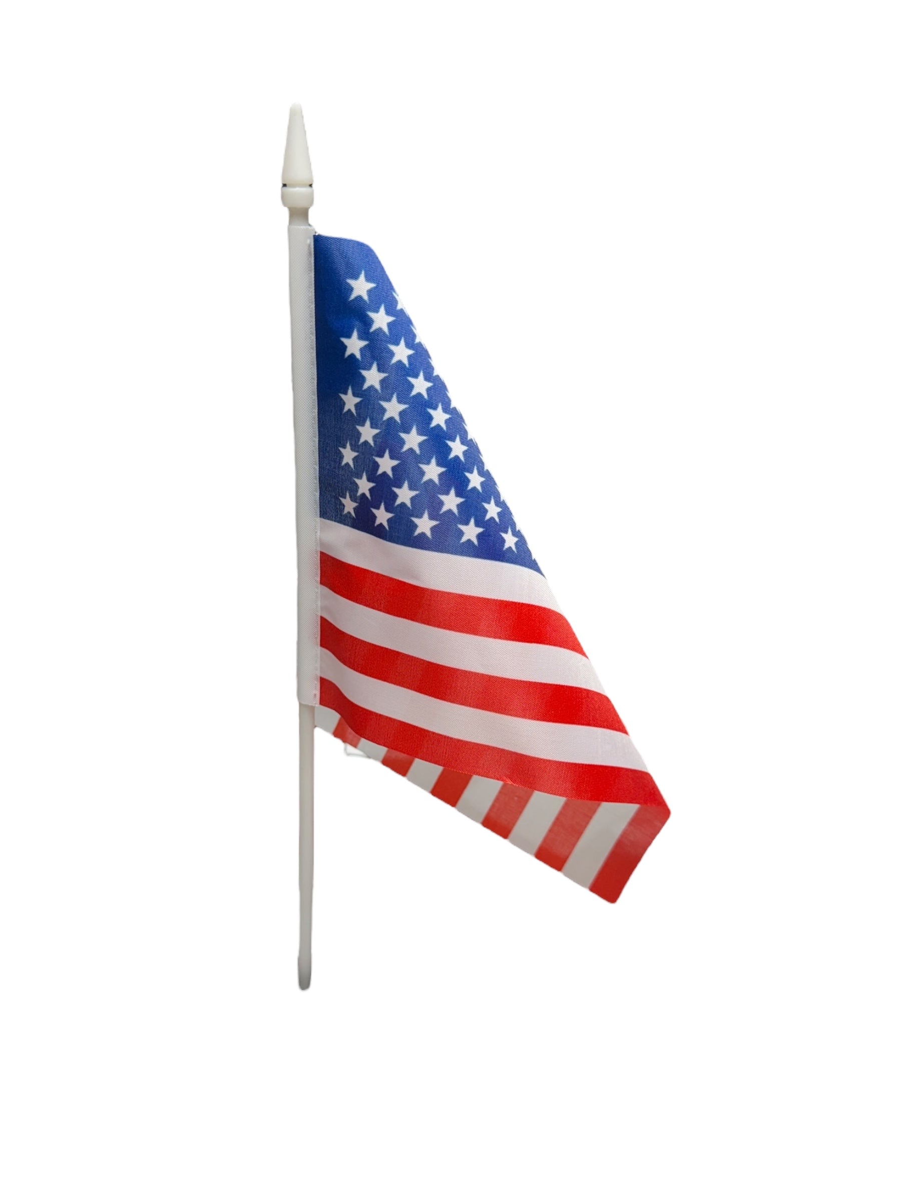 The Flag: USA United States Mini Flag – Handheld American Flag (5x8) features bright, fade-resistant stars and stripes on a white stick—ideal for patriotic events.