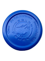 Blue slide-close lid for the Swedish Dala Horses Blue 20oz Stainless Steel Tumbler features embossed Do Not Microwave, Dishwasher Safe, and China text around the edge.