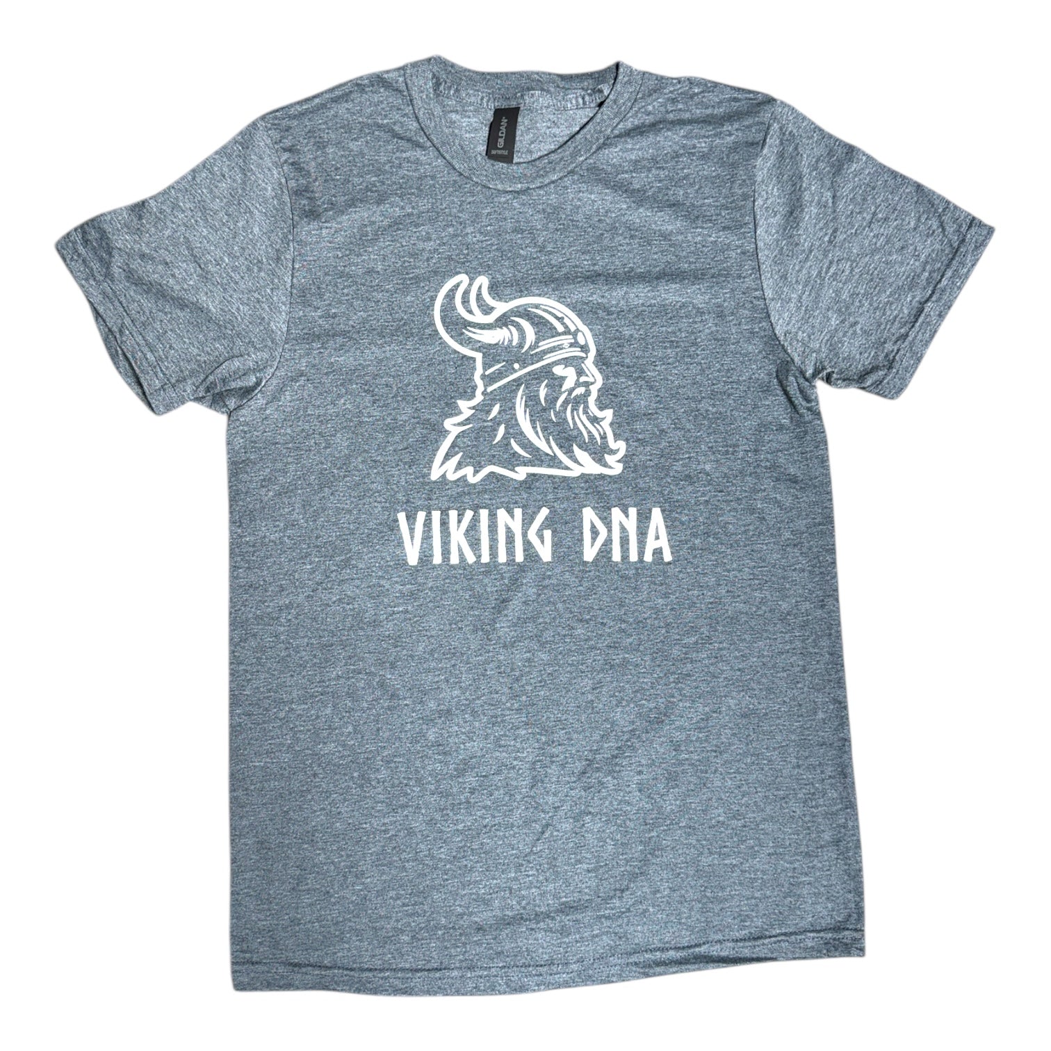The Nordic Viking DNA Heritage Tee comes in black, graphite, or navy and features the bold VIKING DNA graphic—ideal for Norse mythology fans or anyone proud of their Viking roots.