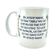 Enjoy your coffee in this white 11 oz mug featuring the Swedish Table Prayer in both Swedish and English—a heartfelt Scandinavian accent for any kitchen.