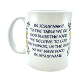 Enjoy your coffee in this white 11 oz mug featuring the Swedish Table Prayer in both Swedish and English—a heartfelt Scandinavian accent for any kitchen.