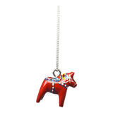 The Necklace: Red Dala Horse Necklace – Handcrafted Pendant with Sterling Silver Chain has a 2cm hand-painted wooden Dala horse charm on a 19 sterling silver chain, inspired by Swedish folk art.