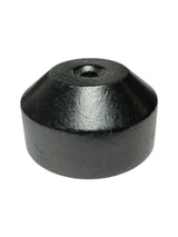 The Flag Pole: Wood Base for Small Stick Flags is a black, cylindrical ebonized wood base with a beveled top and central hole, perfect for displaying stick flags against a white background.
