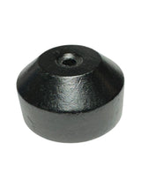 The Flag Pole: Wood Base for Small Stick Flags is a black, round, domed ebonized wood base with a central hole for displaying stick flags, shown against a plain white background.