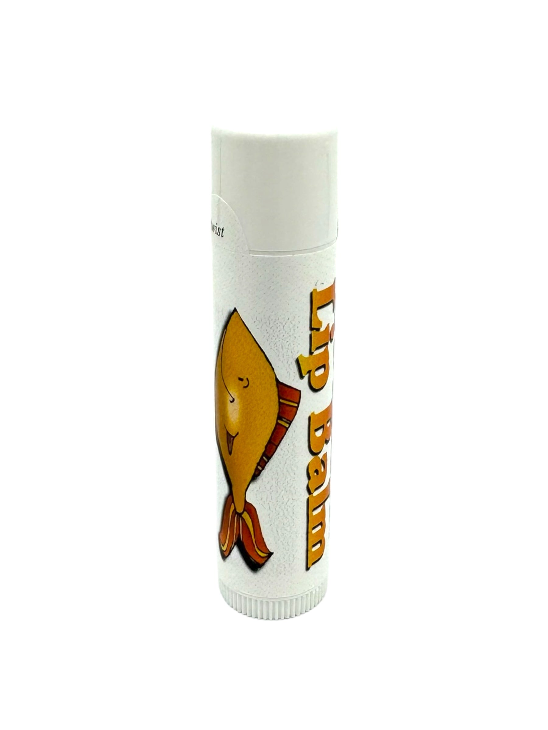 A Lutefisk Lip Balm tube, featuring a playful smiling fish illustration, is the ideal gag gift.