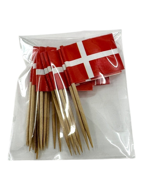 A pack of 25 Scandinavian Flag Toothpicks featuring Norway, Sweden, Denmark, Finland, or Iceland—ideal for Nordic-themed parties or national celebrations.