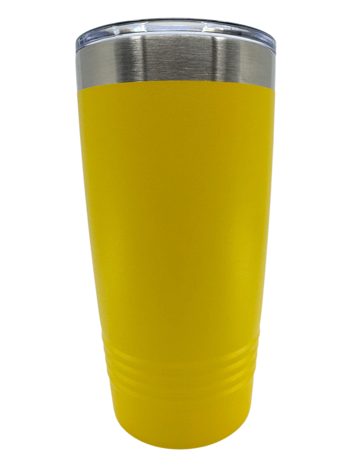 The Lindstrom Coffee Pot Water Tower on Yellow 20 oz Stainless Steel Polar Camel Tumbler with a slide shut lid stands upright against a white background.