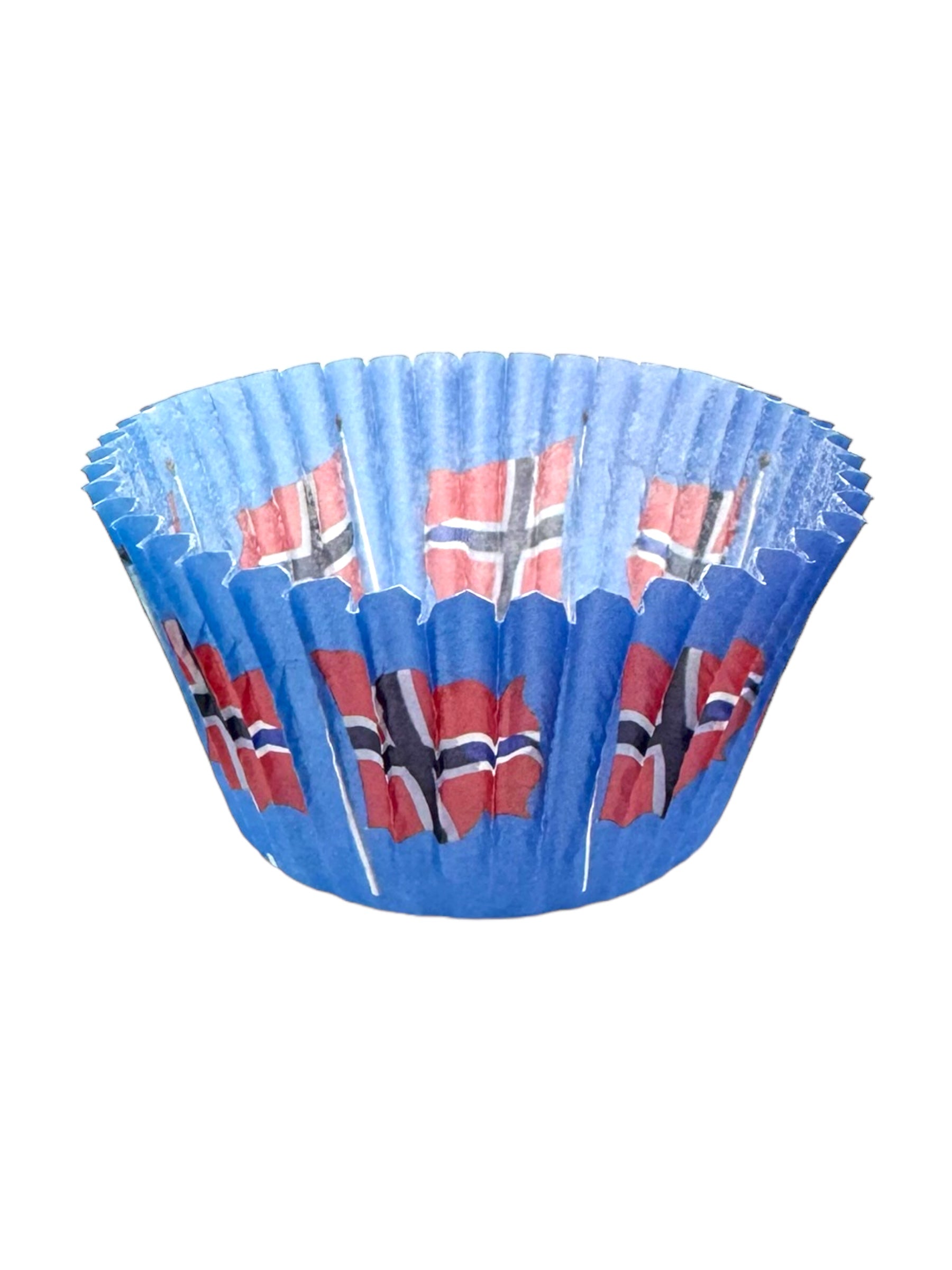 The Norwegian Flag cupcake liners (50 pieces) add a delightful Nordic touch to your baking with their classic blue design.