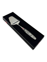 Cheese Slicer: Smooth Norwegian Cheese Slicer with Images of a Viking Ship & Moose on Pewter Handle