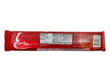 Back view of red-packaged Daim Crunchy Caramel Chocolate Bar (56g), showing nutrition facts, ingredients, barcode, and storage info for this classic Swedish treat.