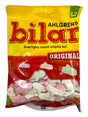 A 125g bag of Ahlgrens Bilar - Original Swedish Candy, showcasing pink, white, and green car-shaped candies visible through the packaging.