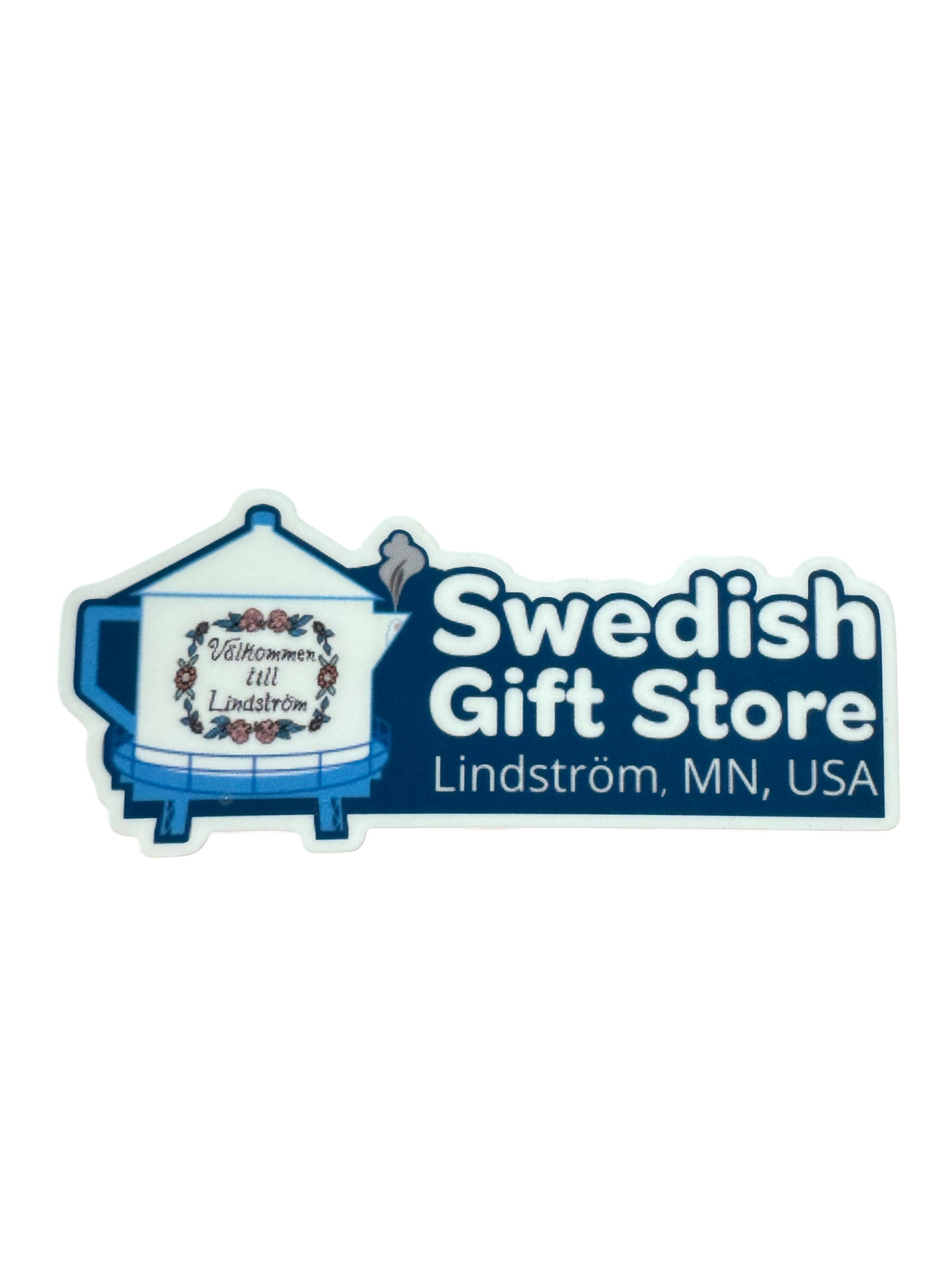 Sticker featuring the illustration of a cooking pot with the text: Swedish Gift Store, Lindström, MN, USA. This delightful sticker, titled "Sticker: Swedish Gift Store Lindstrom MN," perfectly encapsulates the essence of the town.