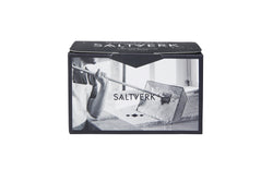 2-pack gift box of Saltverk, featuring Flaky Icelandic Sea Salt with a black and white image of a person harvesting salt on the front.