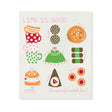 Brighten your kitchen with the Anneko Design Sweden "Life is Good Because of Swedish Fika" dish cloth, featuring charming illustrations of Swedish fika cups, cakes, cookies, and pastries—an eco-friendly and stylish cleaning accessory.