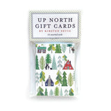 A gift enclosure pack of Cards: Up North Gift Cards by Kirsten Sevig, featuring an assortment of cards with delightful illustrated cabins and trees.