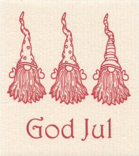 Dish Cloth: Three Gnomes with God Jul