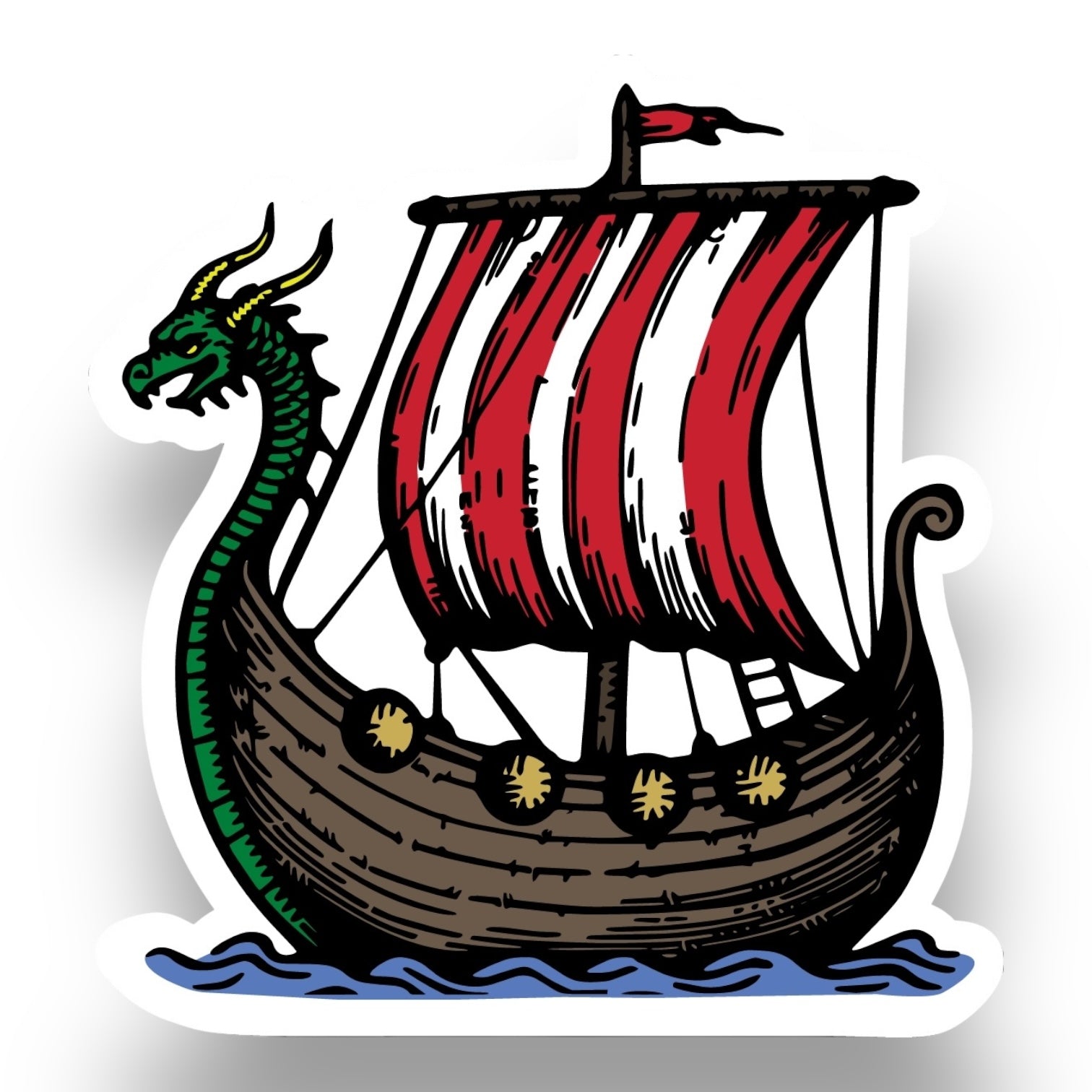 Showcase the 🎁 Nordic Sticker: Dragonhead Viking Ship—Scandinavian design, glossy, UV & water-resistant, dishwasher safe, and easy peel (3x4 in). Perfect for your Buy 3 Get 1 Free BOGOS.io promotion!.
