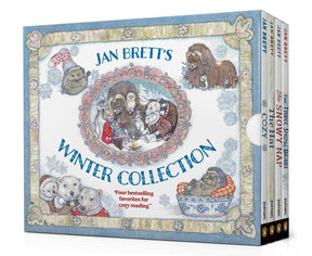 The Books: Jan Brett's Winter Collection Box Set includes Snowy Nap, The Hat, Cozy, and Three Snow Bears—wintry picture books with charming animal illustrations, ideal as a children's holiday gift.