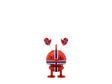 Red Hoptimist desk toy featuring Norway flag patterns and heart-shaped antennae on top, displayed against a plain white background.