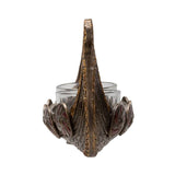 Candle Holder: Viking Ship Votive - Tea Lite Candle Holder - Bronze Resin with Two Glass Tea Lite Holders